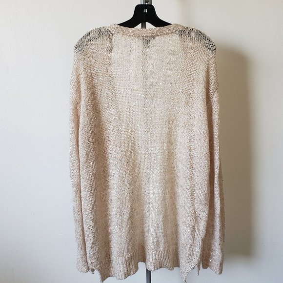 H&M Beige Sparkle Cardigan LIKE NEW! size LARGE - Picture 3 of 7